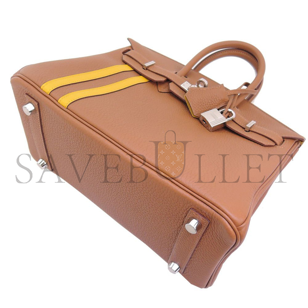 h**mes master birkin 25 togo leather G01den brown amber yellow silver buckle bag 1826222107982 (25*20*13cm)